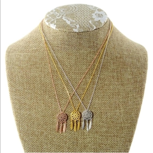 Dainty‎ Soft Gold Dream Catcher Charm Necklace - Picture 2 of 3